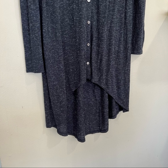 Soft Surroundings button front high low hem scoop neck tunic top navy - Picture 8 of 10